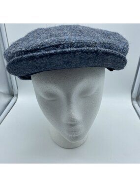 Eddie Bauer Harris Tweed Gray Newsboy Cabbie Hat Adult Cap Hand Woven Vintage